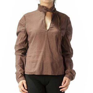 Jill Stuart Brown Open Back Blouse